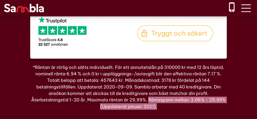 Sambla ränta